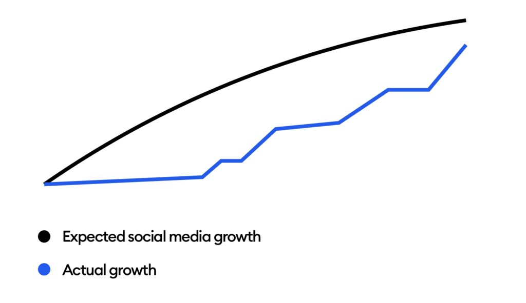 real social media growth vs expectations